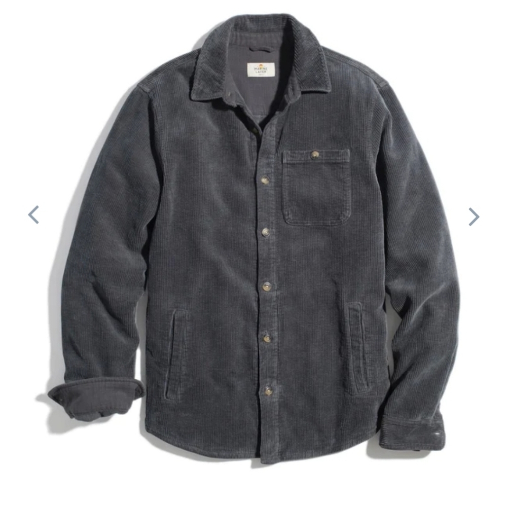 Marine layer Max Broken In Corduroy Overshirt in Blue Graphite
